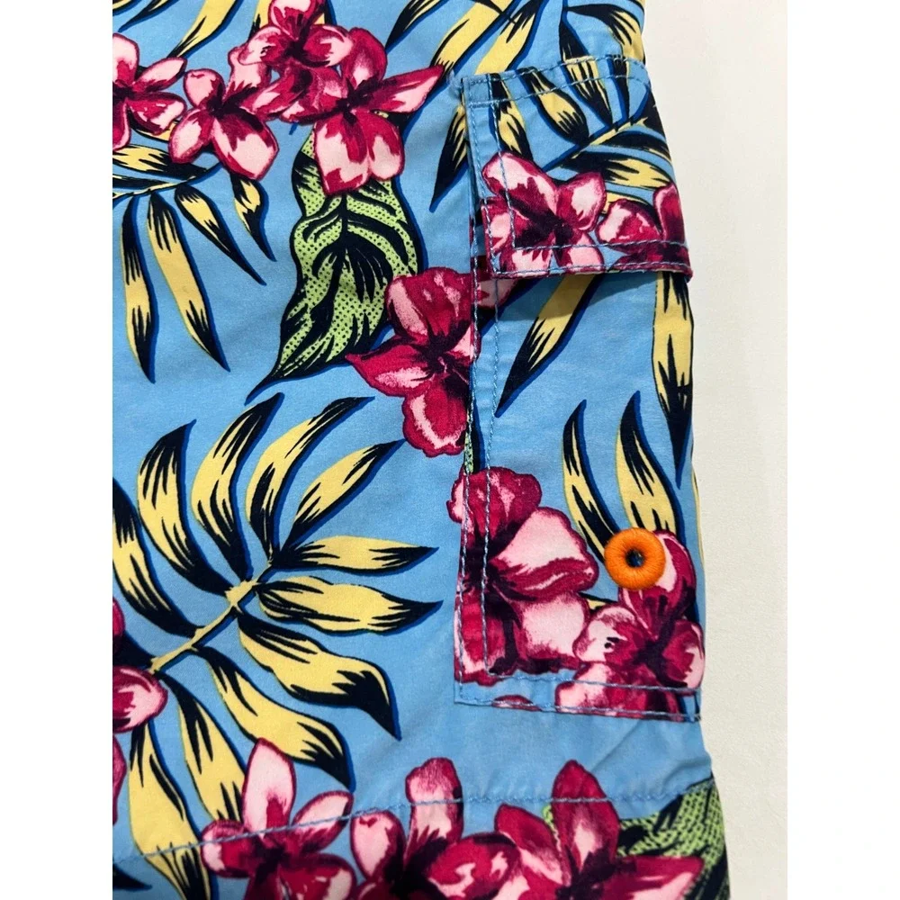 Tommy Bahama Swim Trunk Men XL Blue Floral Tropical Cargo Pocket Board Short F25